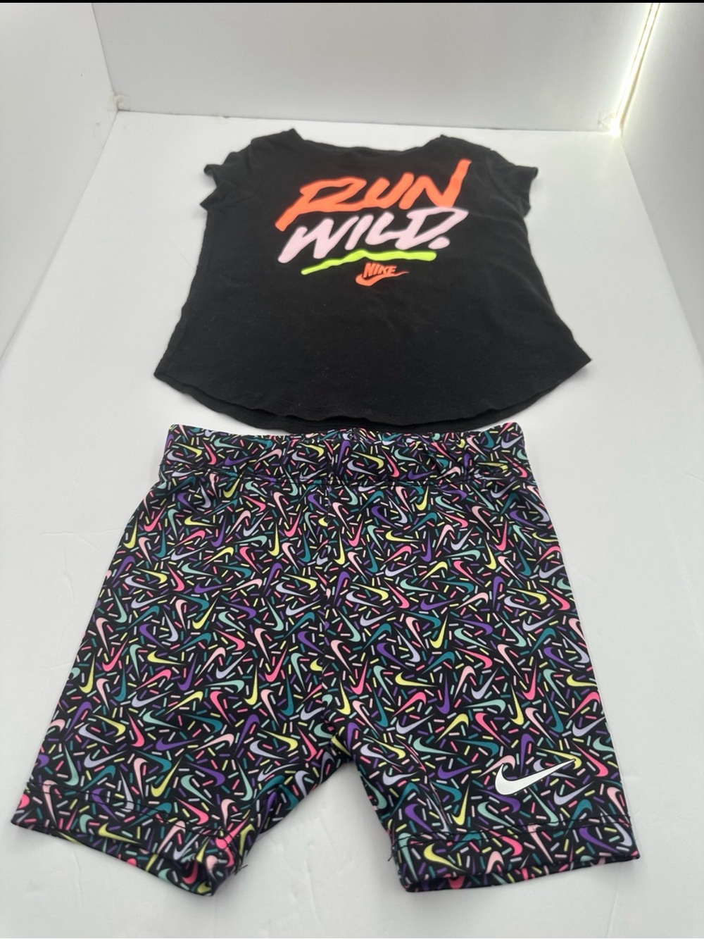 Nike Toddler Girls 2-Piece Outfit Set Run Wild Tee & Dri-FIT Bike Shorts 24M